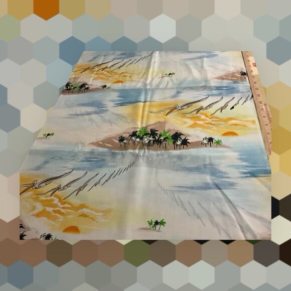 Hoffman California Vintage Silky Fabric Featuring Tropical Scene 4 Yards x 45" W - Picture 5 of 14